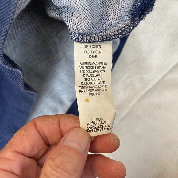 L.L.Bean Men's Polo Shirt Large Blue Short Sleeve Casual Basic Cotton - Picture 7 of 10